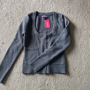 Edikted scoop neck button down cardigan knit top